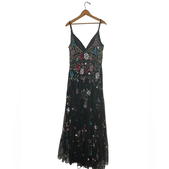 NWOT MAC DUGGAL Floral Stained Glass Roses Sequin Beaded Gown Black Size 10 - Picture 8 of 8